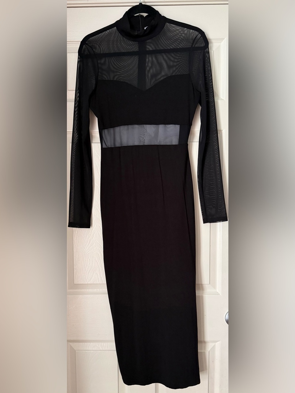 Petal + Pup: Black Sheer-Insert Long Sleeve Women's Dress